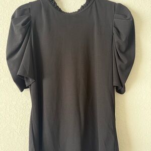 Cece Elegant Black Puff Sleeve Top